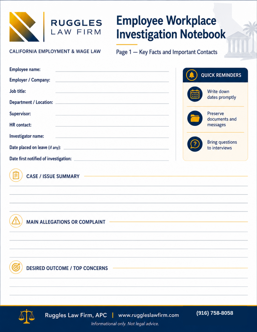 Preview of the Employee Workplace Investigation Notebook