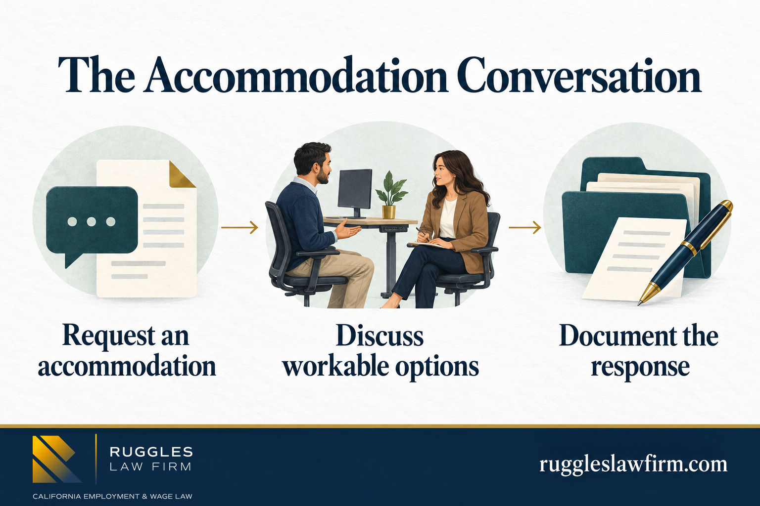 The accommodation conversation: request an accommodation, discuss workable options, and document the response.